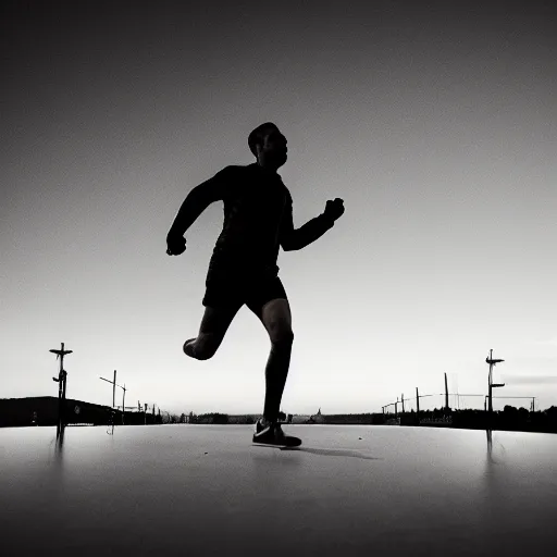 Image similar to running into the sky, 4k, post-processing, dramatic lighting, intense moment