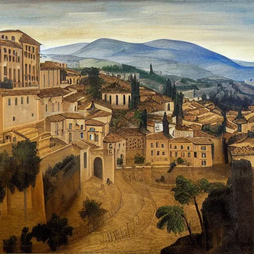 Image similar to oil painting of ronda city, by leonardo da vinci