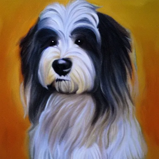 Image similar to portrait of a havanese dog, by sandra chevrie