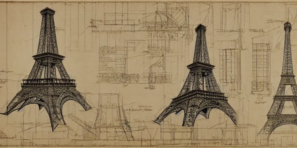 Drawing Eiffel Tower Paris France 1952 Erich Puchta 1908 - 1986 #149 | eBay