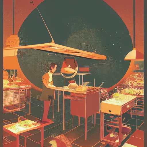 Image similar to illustration of Courageous chef's kitchen, by Victo Ngai and James Gilleard and Bruce Pennington