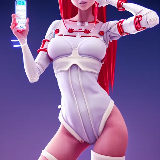 Prompt: cute nurse girl wearing bikini nurse armor holding a digital syringe, a virus nebula, biomechanical limbs, flesh torso, cyberpunk, photorealistic, 3 d render, daz 3 d, alphonse mucha and moebius and artgerm and greg rutkowski and hajime soriyama, ultra detailed, hyper realistic, octane render, trending on artstation