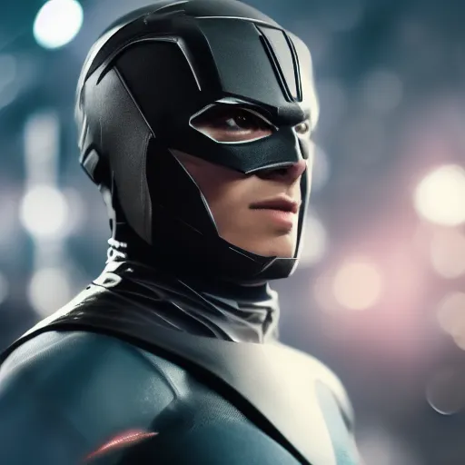 Image similar to cinematic portrait of an unknown superhero. High detail. Low dof