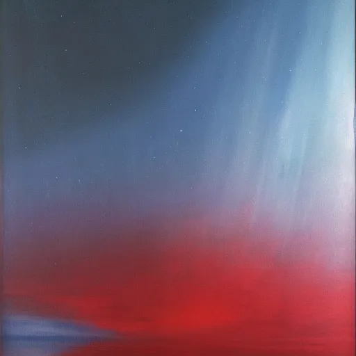 Image similar to the epic abstract painting'blue arctic void with black and red aurora borealis ', by caspar david friedrich!!!, by rothko!!!, stunning masterpiece, trending on artstation