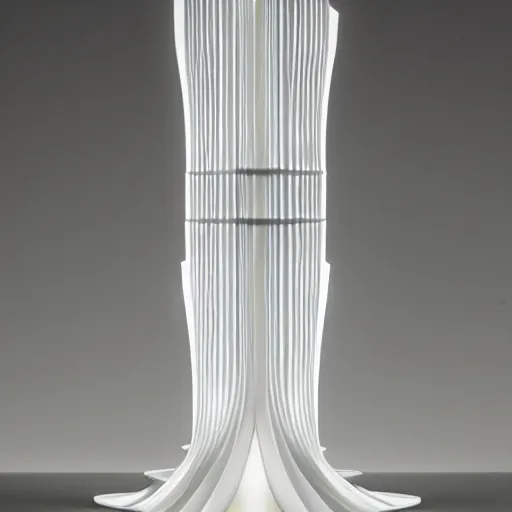 Image similar to a Japanese pagoda built out of white marble and platinum, studio lighting, very detailed, high quality photo, designed by zaha hadid, sculped by Norman foster