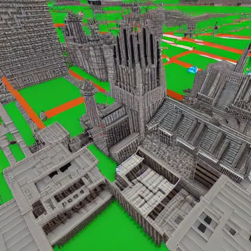 Prompt: central manchester built in minecraft