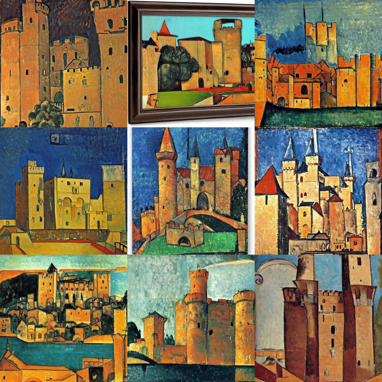 Prompt: medieval castle, by amedeo modigliani