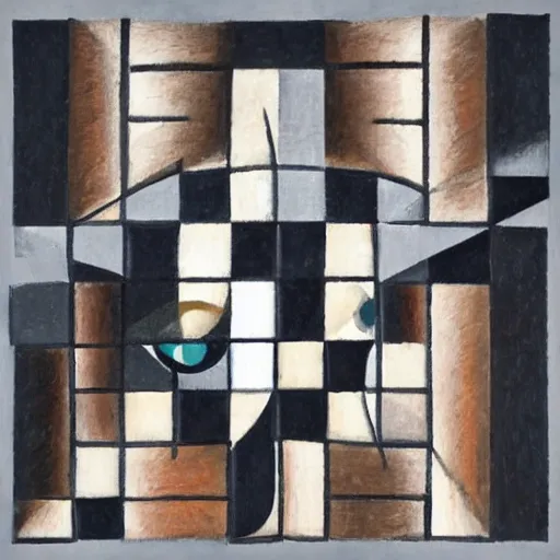 Image similar to a winged eye in cubism style