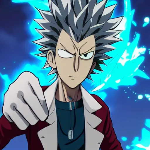 Image similar to Rick Sanchez in one punch man 4K detailed Digital art