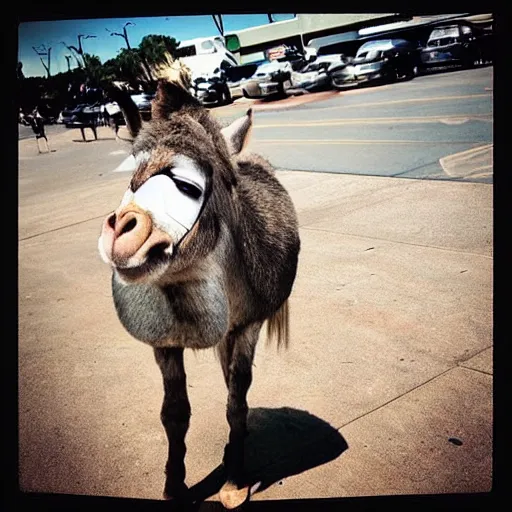 Prompt: “donkey from shrek waiting in line at Walmart”