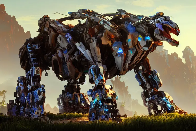 Image similar to clawstrider machine mecha animal beast robot of horizon forbidden west horizon zero dawn bioluminiscence global illumination ray tracing hdr fanart arstation by sung choi and eric pfeiffer and gabriel garza and casper konefal