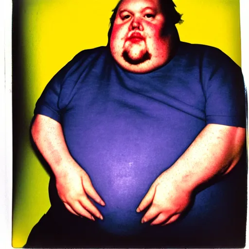 Image similar to color polaroid portrait of a fat man by andy warhol.