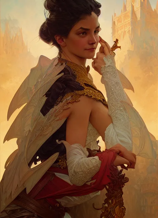 Prompt: portrait of castillo nazareno, fantasy, intricate, elegant, highly detailed, digital painting, artstation, concept art, smooth, sharp focus, illustration, art by artgerm and greg rutkowski and alphonse mucha