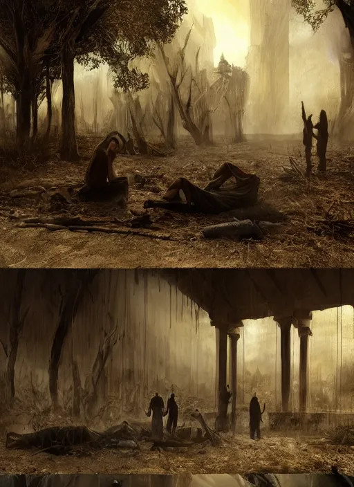 Prompt: concept art of scene from'the tahmanawis stick'from the modern urban gnostic supernatural thriller anthology'the fallen world chronicle ', by david mattingly and samuel araya and michael whelan and tim jacobus and francisco goya. realistic 8 k matte painting with photorealistic hd lighting. composition and layout inspired by gregory crewdson and brendon burton.