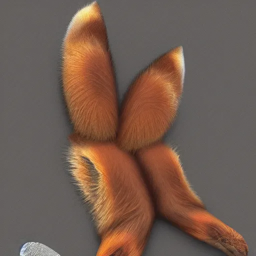 Prompt: underside of a fox paw, fluffy, paw pads, pawprints, anatomically correct vulpine, 4 k, digital art