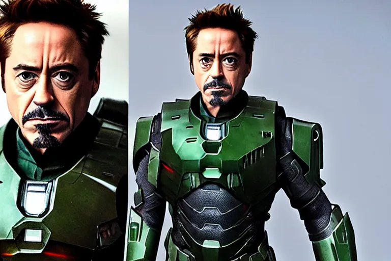 Prompt: robert downey jr as master chief