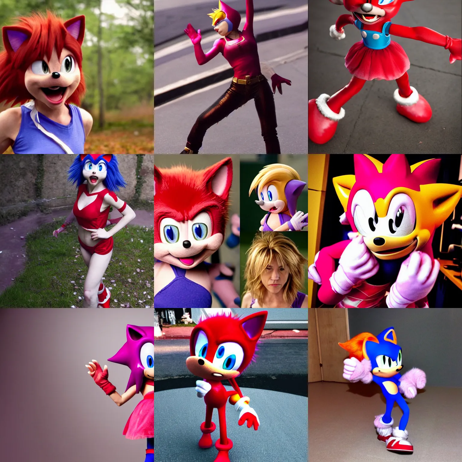 Prompt: Amy Rose from Sonic the Hedgehog played by Willem Dafoe, photography
