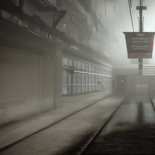 Image similar to playstation 5 screenshot of silent hill, overhead, intricate