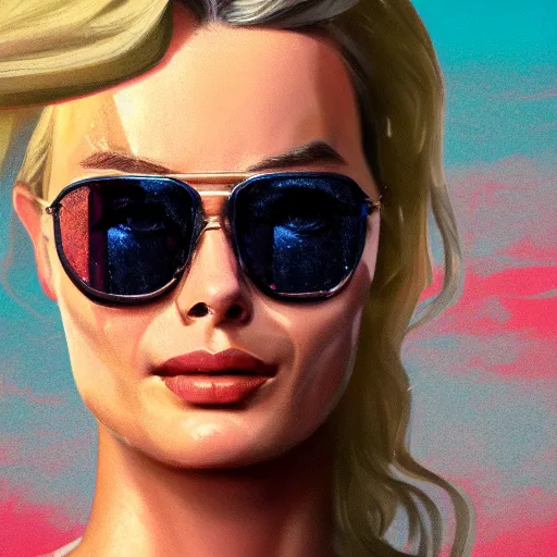 Image similar to Character portrait for Margot Robbie in Disco Elysium, oil painting, 8k, octane render, digital art