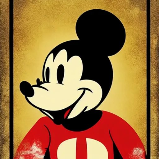 Prompt: Mickey Mouse dictator poster, propaganda