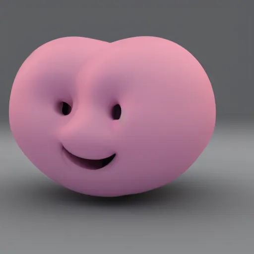 Prompt: 3D render of a pink humanoid jellybean, white circular cute face