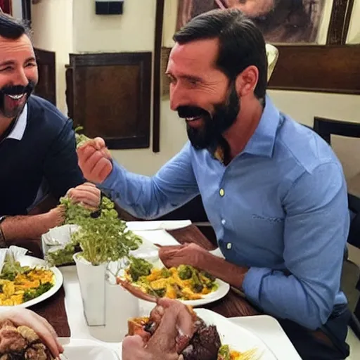 Image similar to santiago abascal eating with pablo echenique