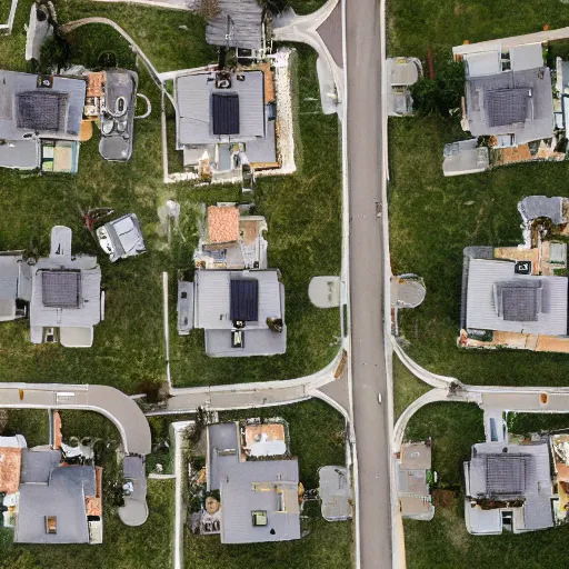 Prompt: satellite photo of a houses in the shape of a question mark