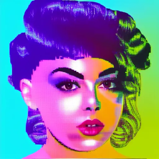 Image similar to charli xcx, dithering, scanlines, macintosh plus