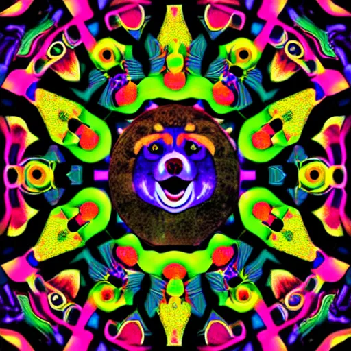 Image similar to Dogecoin psychedelic art generated by AI