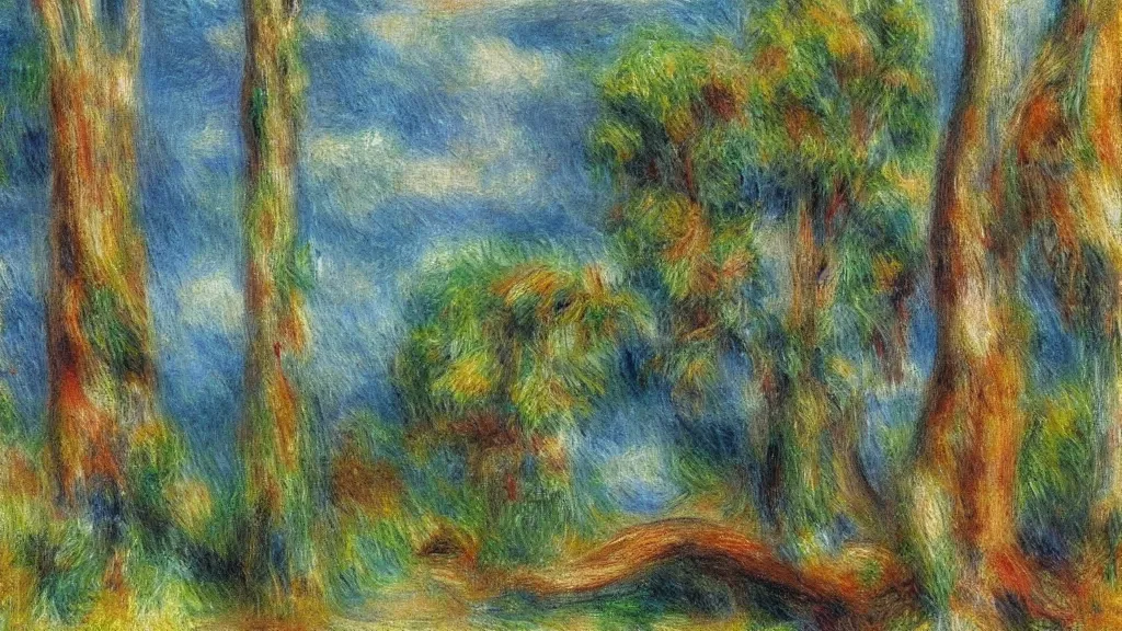 Prompt: a cypress tree in style of pierre - auguste renoir,, fine details,