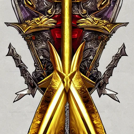 Image similar to an artwork of a giant golden sword, a broad blade sword weapon, epic fantasy style, fantasy epic digital art