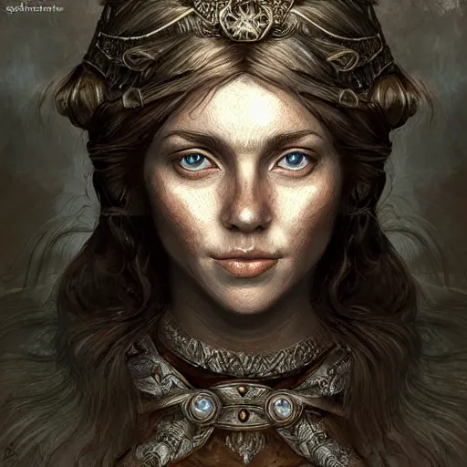 Image similar to Magnificent portrait of a Nordic God mother, fantasy, medieval, highly detailed, Artstation