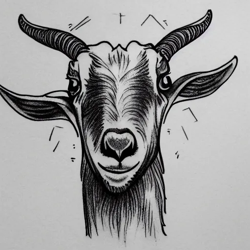 Image similar to a detailed tattoo outline of a !goat, biting a churro!, 4k, illustration, sharp focus