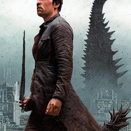 Image similar to dark tower, godzilla, overgrown, last day alive