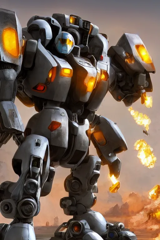 Image similar to mechwarrior 5 : mercenaries mech megaman transformer robot boss tank engine game octane render, 4 k, hd 2 0 2 2 3 d cgi rtx hdr style chrome reflexion glow fanart, global illumination ray tracing hdr fanart arstation by ian pesty by jesper ejsing pixar and disney unreal zbrush central hardmesh