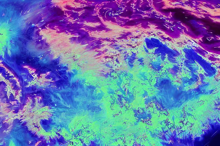 Image similar to a satellite image of a magical world, digital art