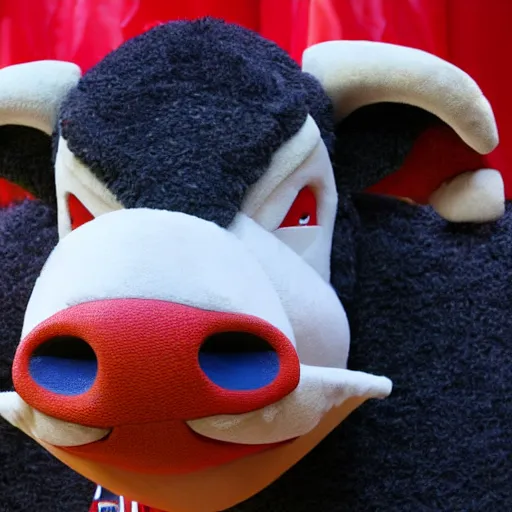 Image similar to a portrait of benny the bull, chicago bulls mascot, details visible