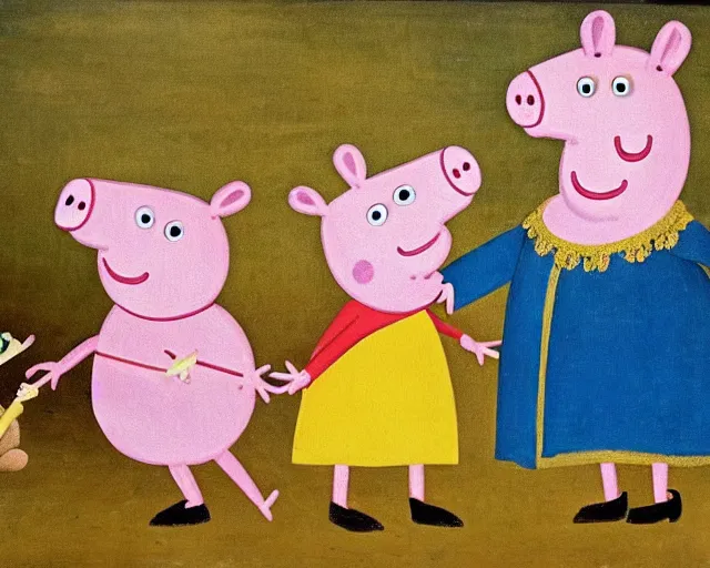 Prompt: a 1 6 0 0 s painting of peppa pig