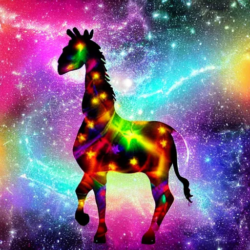 Image similar to rainbow cosmic giraffe