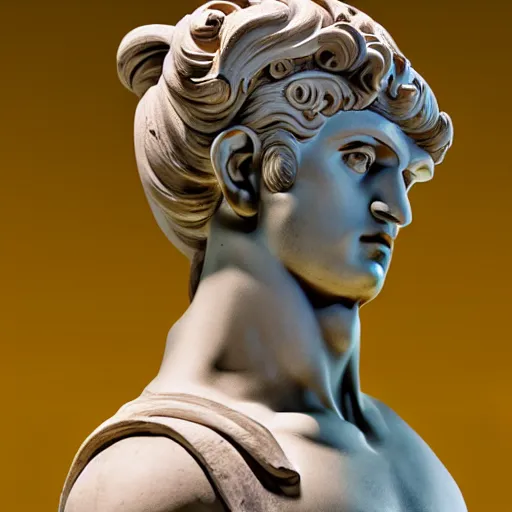 Prompt: a classical greek sculpture of josuke higashikata, tourism photography