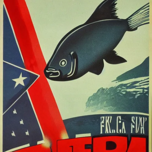 Image similar to usa propaganda poster, a fish.