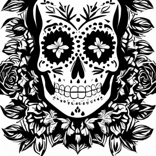 Image similar to a small vector tattoo design. gothic. sugar skull.