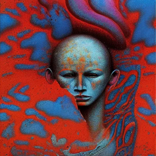 Image similar to by Zdislav Beksinski psychedelic pattern tribal with high definition details, ultra high resolution, lot of details, denoise