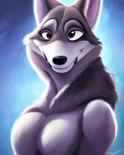 Prompt: beautiful oil painting of anthromorphic female wolf, in style of zootopia, zootopia, zootopia, fursona, furry, furaffinity, 4 k, deviantart, furry art, fursona art, wearing black business suit, business suit, in style of zootopia, wolf fursona, cyberpunk, female, very very very expressive detailed feminine face,