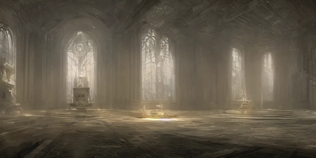 Image similar to a spiritual matte painting by feng zhu of a contemporary throne room, unreal engine, god rays, ue5, concept art, wide angle, 4k hd wallpaper