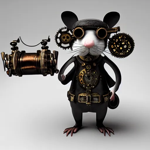 Image similar to a rat with steampunk googles, with Octane