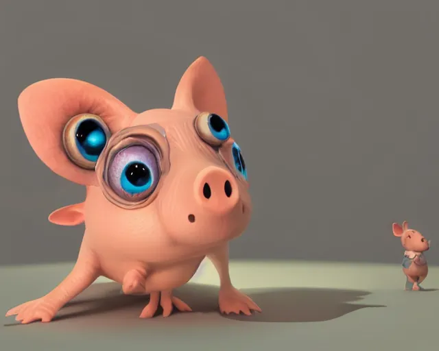 Image similar to 3D Fantasy Cute and adorable space piglet princess, huge adorable eyes, bright stars, Smooth 3D Illustration, soft render, Servando Lupini, Daniil Kudriavtsev, handpaint texture, Blender, 3DCoat