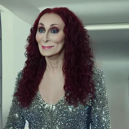 Prompt: a still of cher