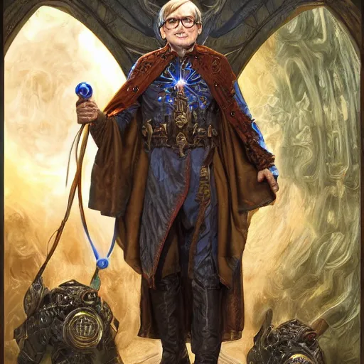 Prompt: Stephen Hawking as a fantasy D&D wizard, portrait art by Donato Giancola and James Gurney, digital art, trending on artstation