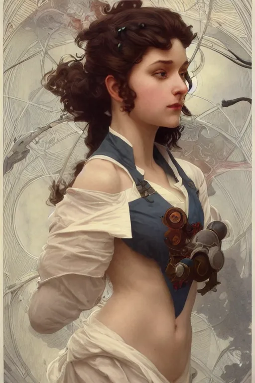 Image similar to a scientist girl doing mad science, intricate, elegant, highly detailed, digital painting, artstation, concept art, smooth, sharp focus, illustration, art by artgerm and greg rutkowski and alphonse mucha and william - adolphe bouguereau